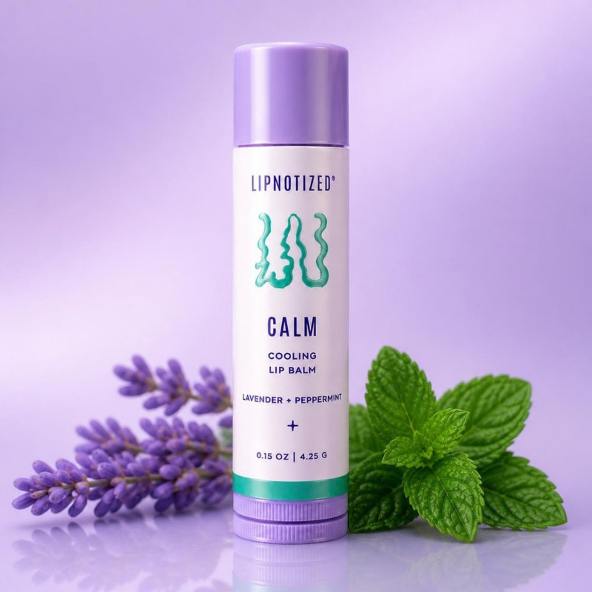 Calm cooling lip balm by Lipnotized with lavender and fresh peppermint