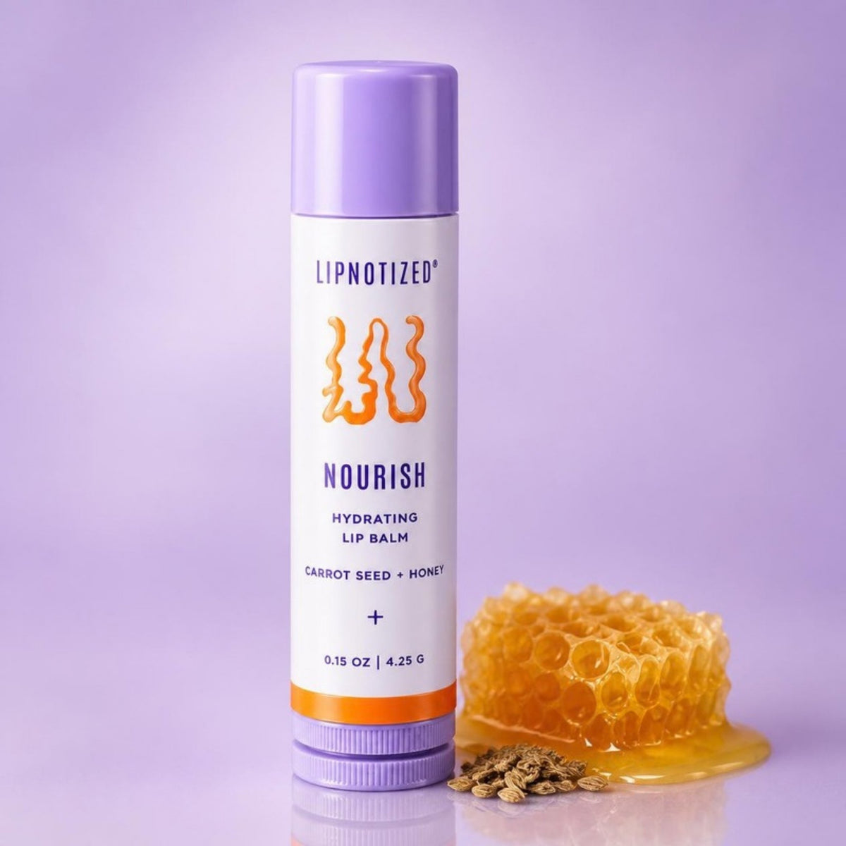 Nourish hydrating lip balm by Lipnotized with honeycomb and carrot seeds