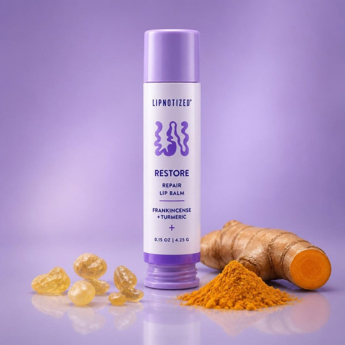 Restore lip balm by Lipnotized with frankincense resin and fresh turmeric