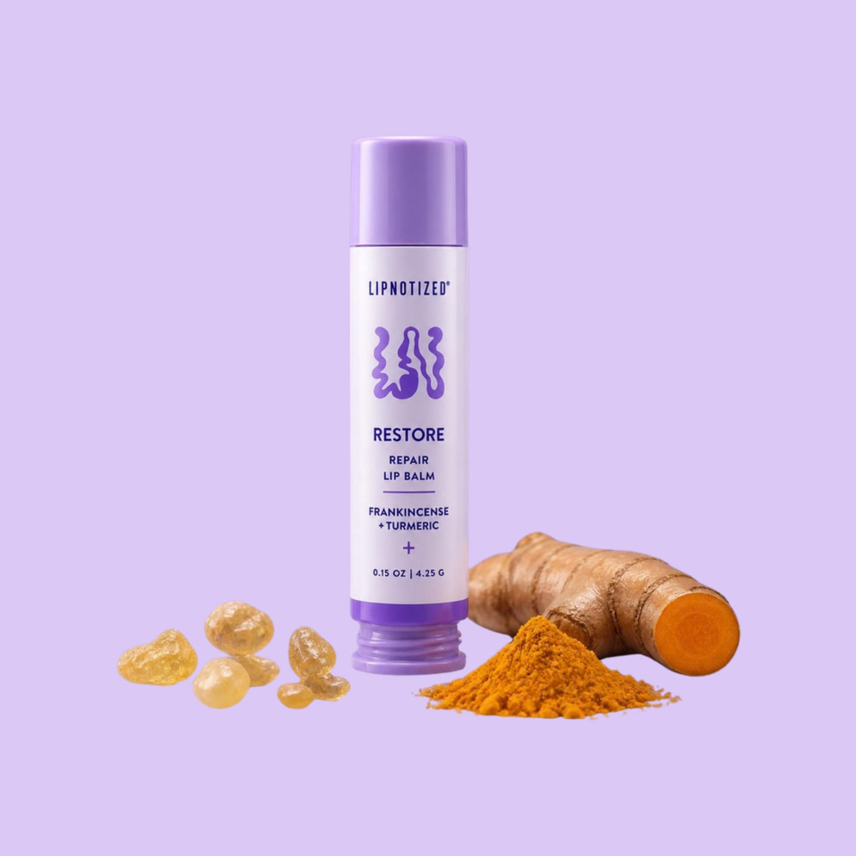 Restore Rich Moisture Lip Balm with frankincense resin and turmeric